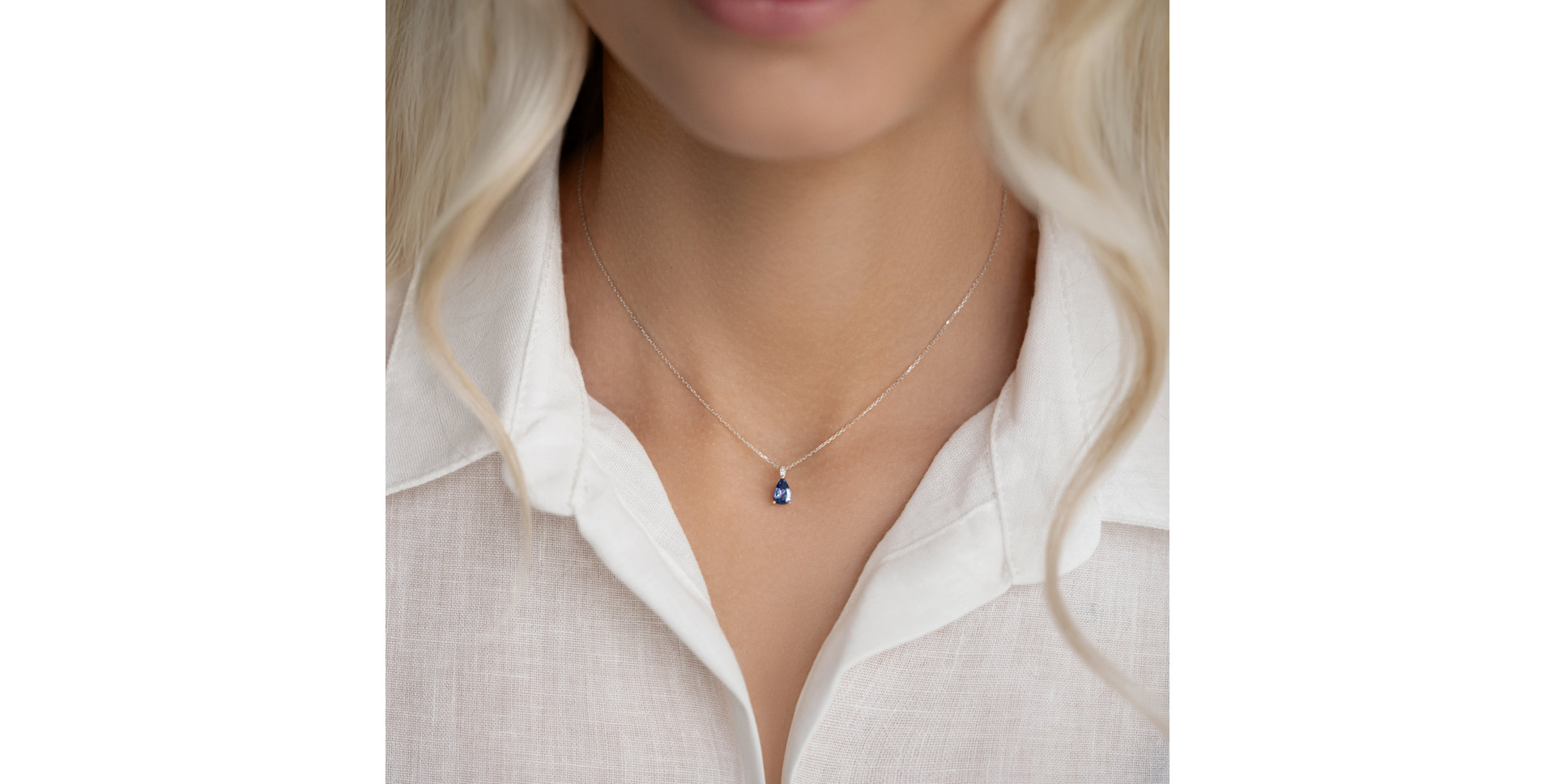 Náhrdelník s diamantmi a ametystom Teardrop