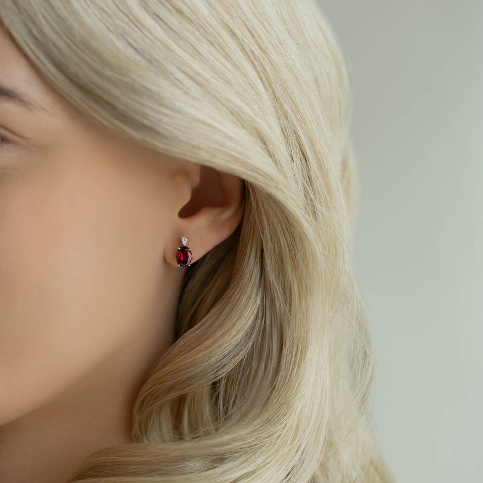 Náušnice s diamantom a rhodolitom Annelise