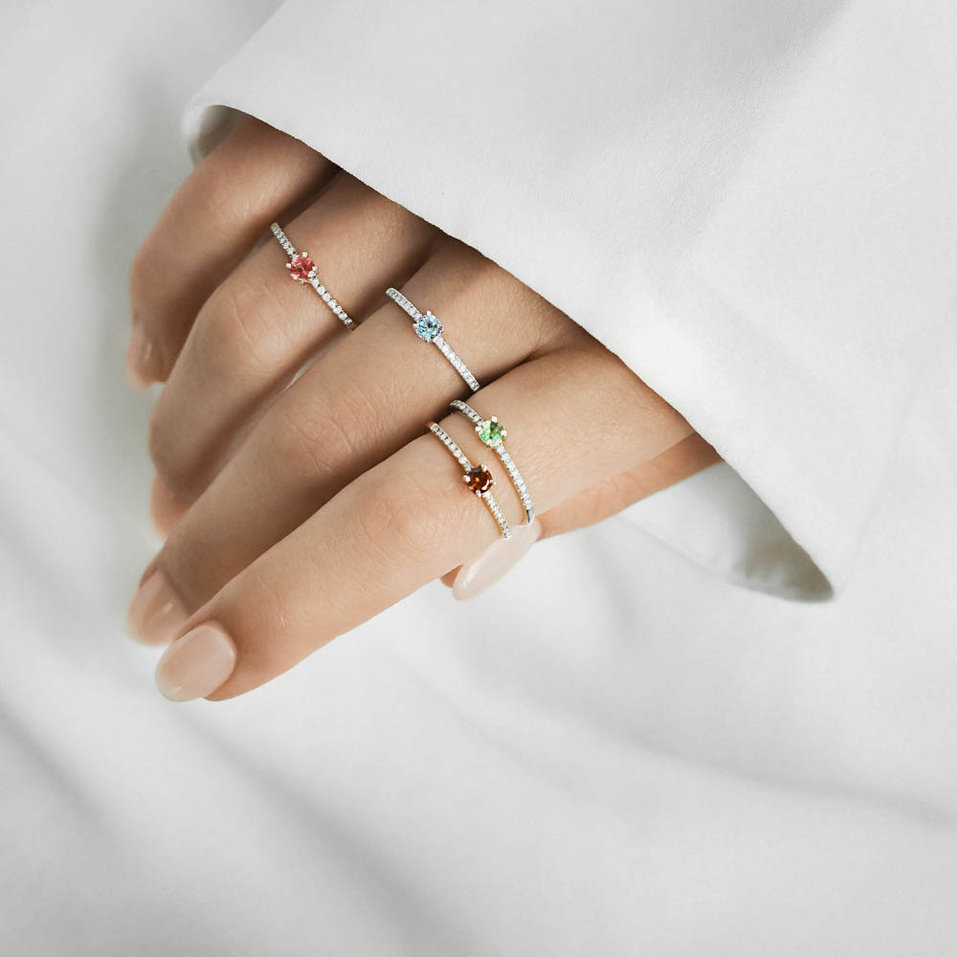 Prsteň s diamantmi a peridotom Gem Simplicity