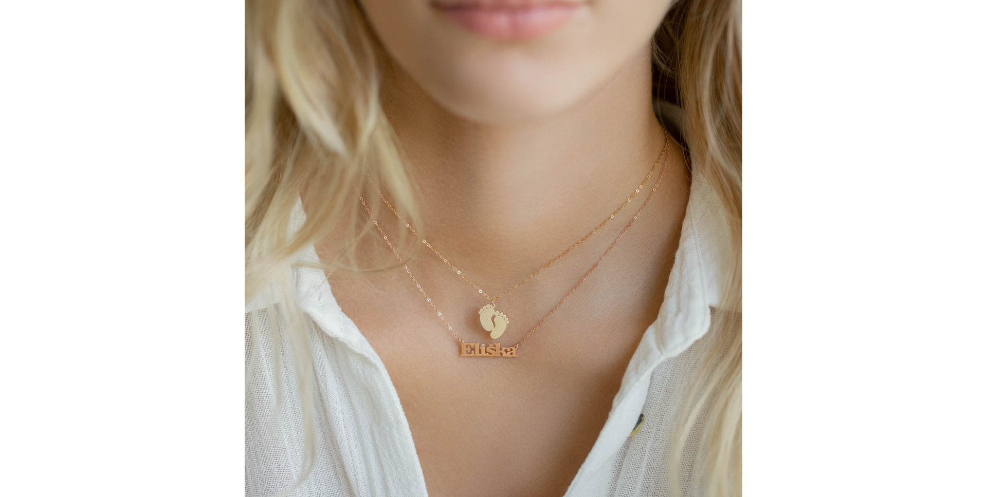 Náhrdelník s diamantom Baby Feet