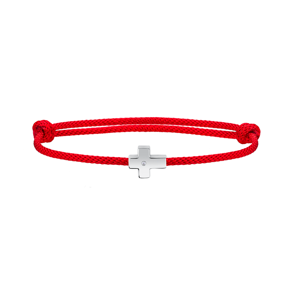 Diamantový náramok so šnúrkou Red Cross