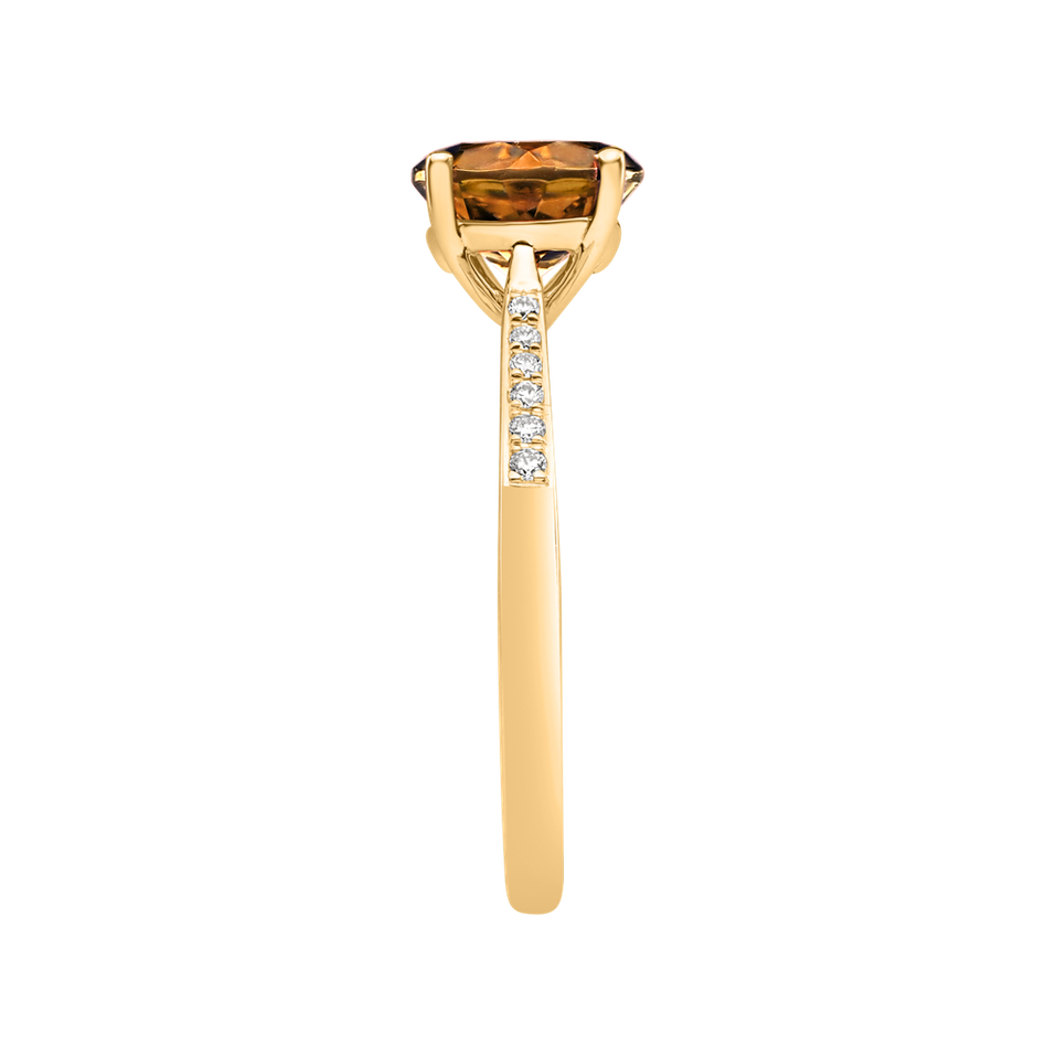Prsteň s diamantmi a turmalínom cognac Bonbon