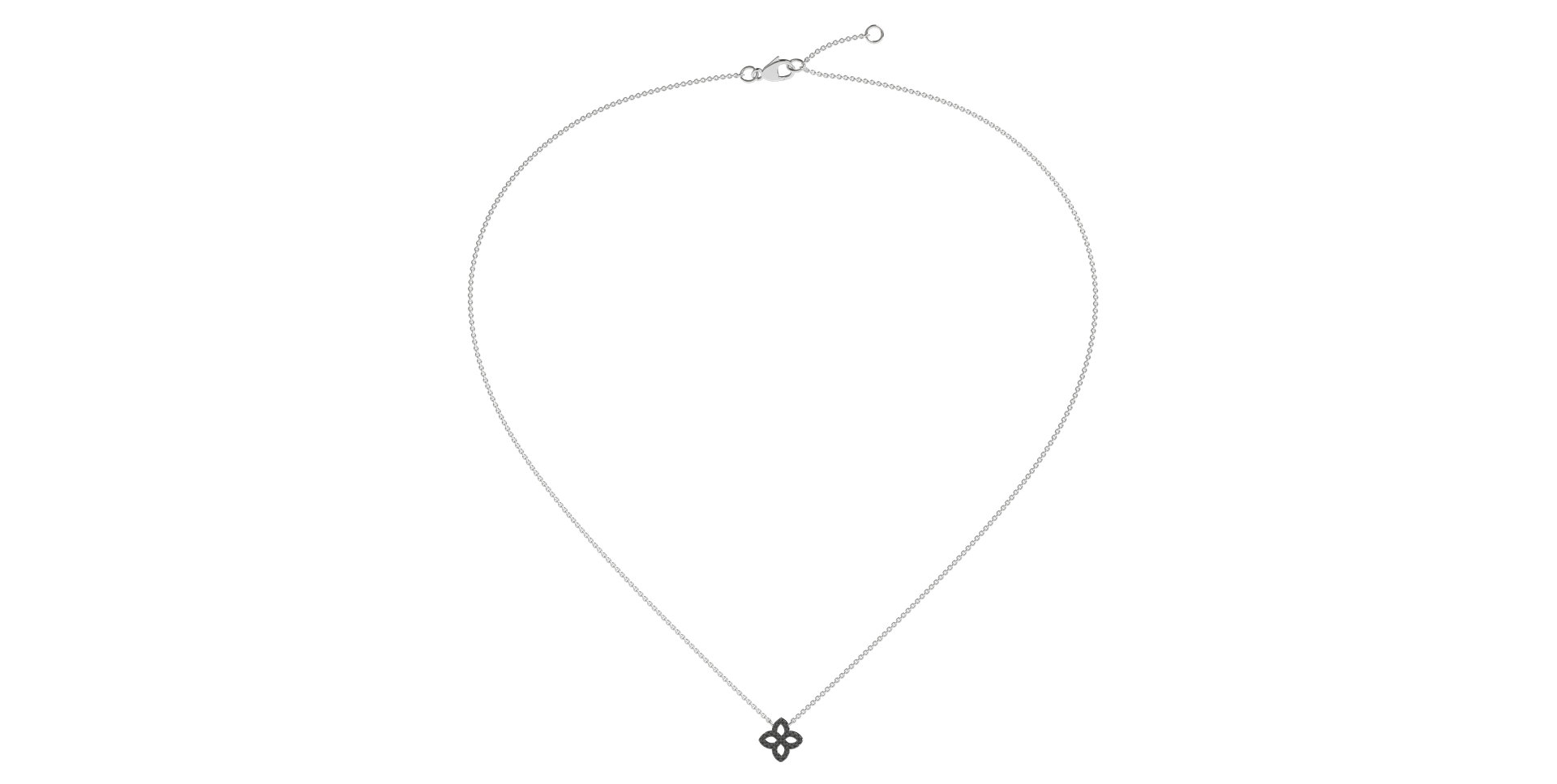 Náhrdelník s čiernymi a bielymi diamantmi Glamorous Petals