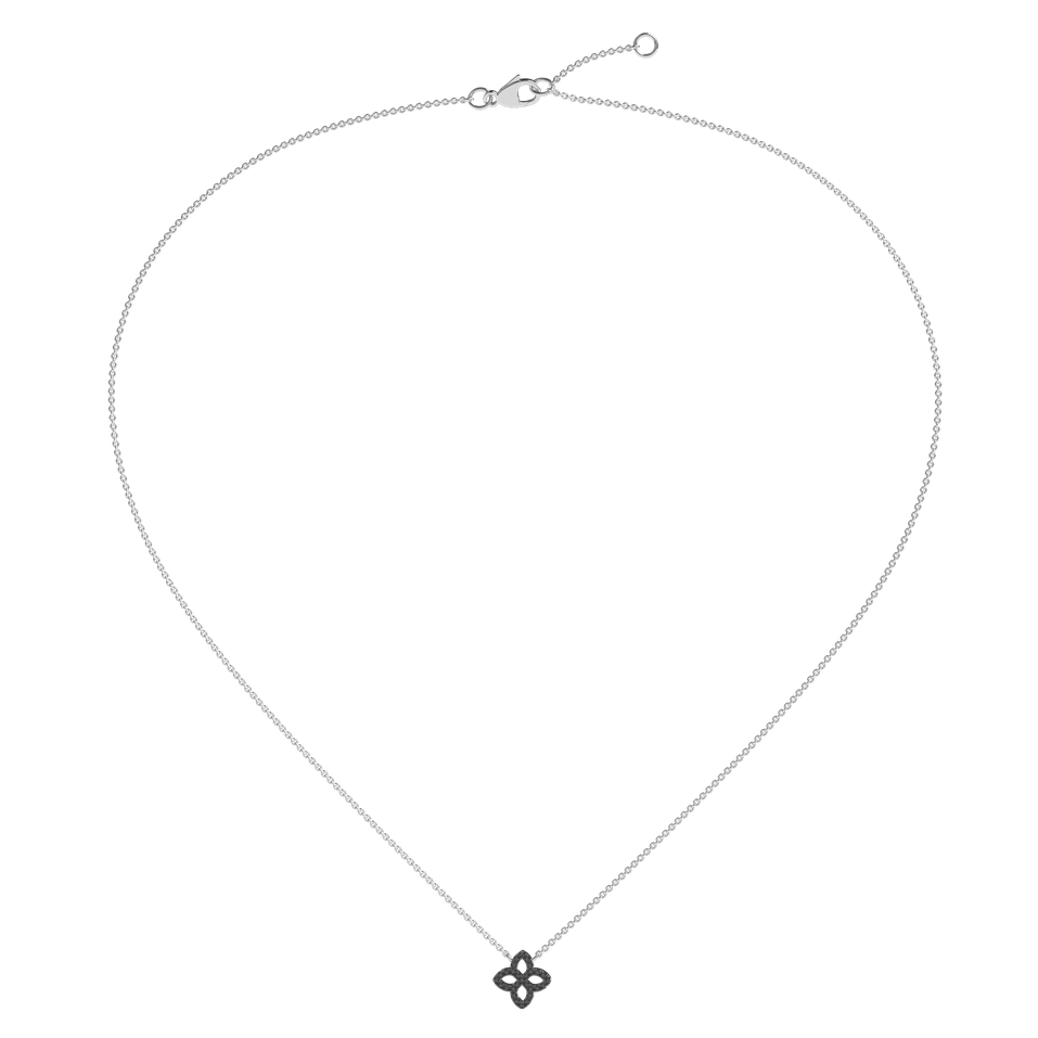 Náhrdelník s čiernymi a bielymi diamantmi Glamorous Petals