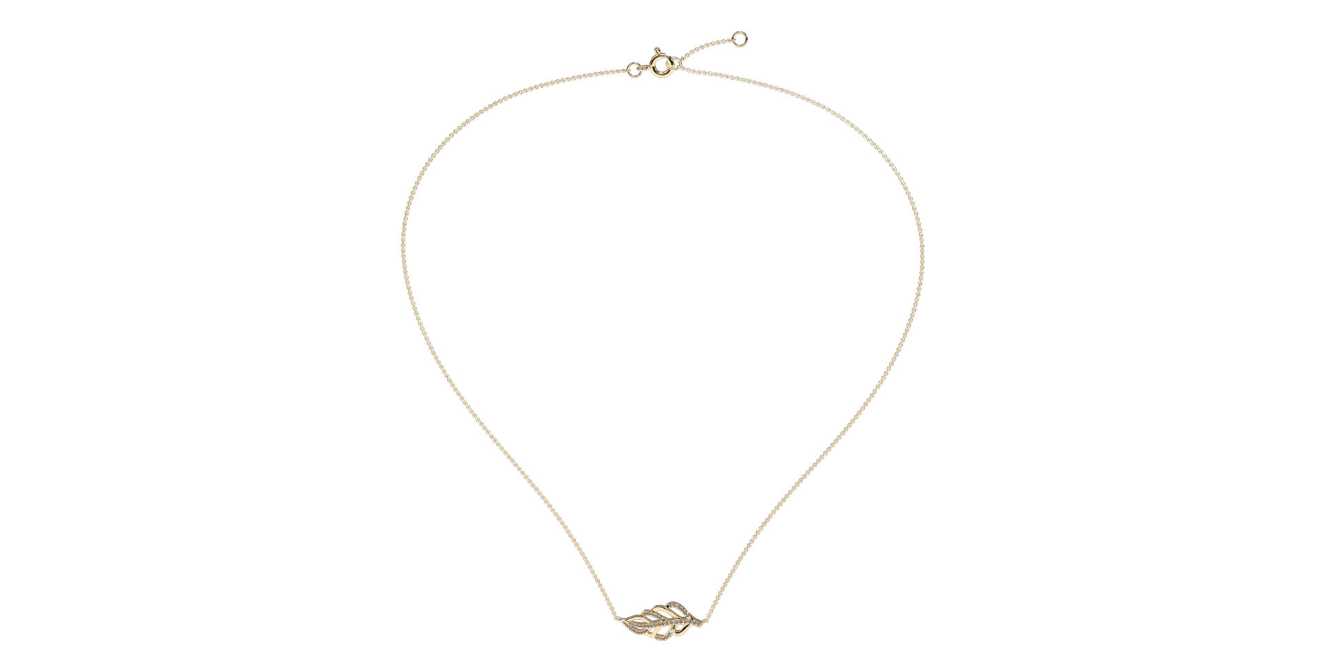 Náhrdelník s diamantmi Shiny Leaf