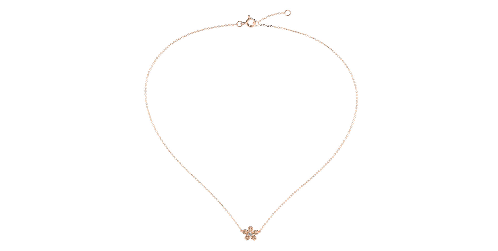 Náhrdelník s hnedými a bielymi diamantmi Flower