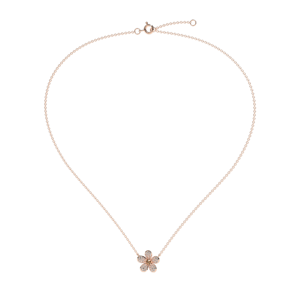 Náhrdelník s hnedými a bielymi diamantmi Flower