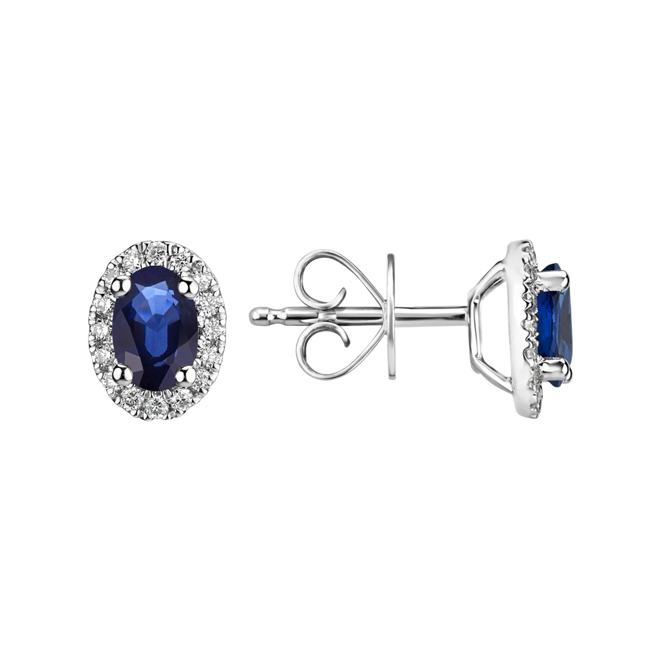 Náušnice s diamantmi a zafírom Princess