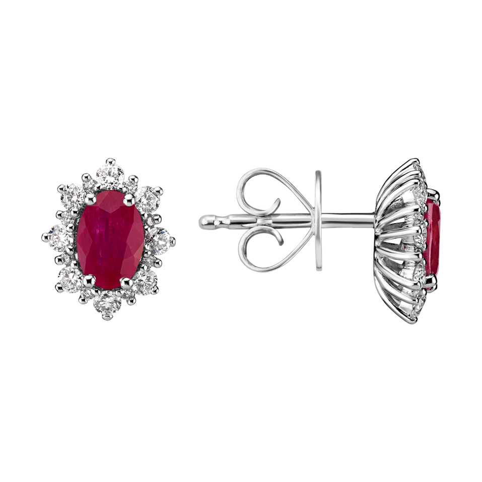 Náušnice s diamantmi a rubínom Princess