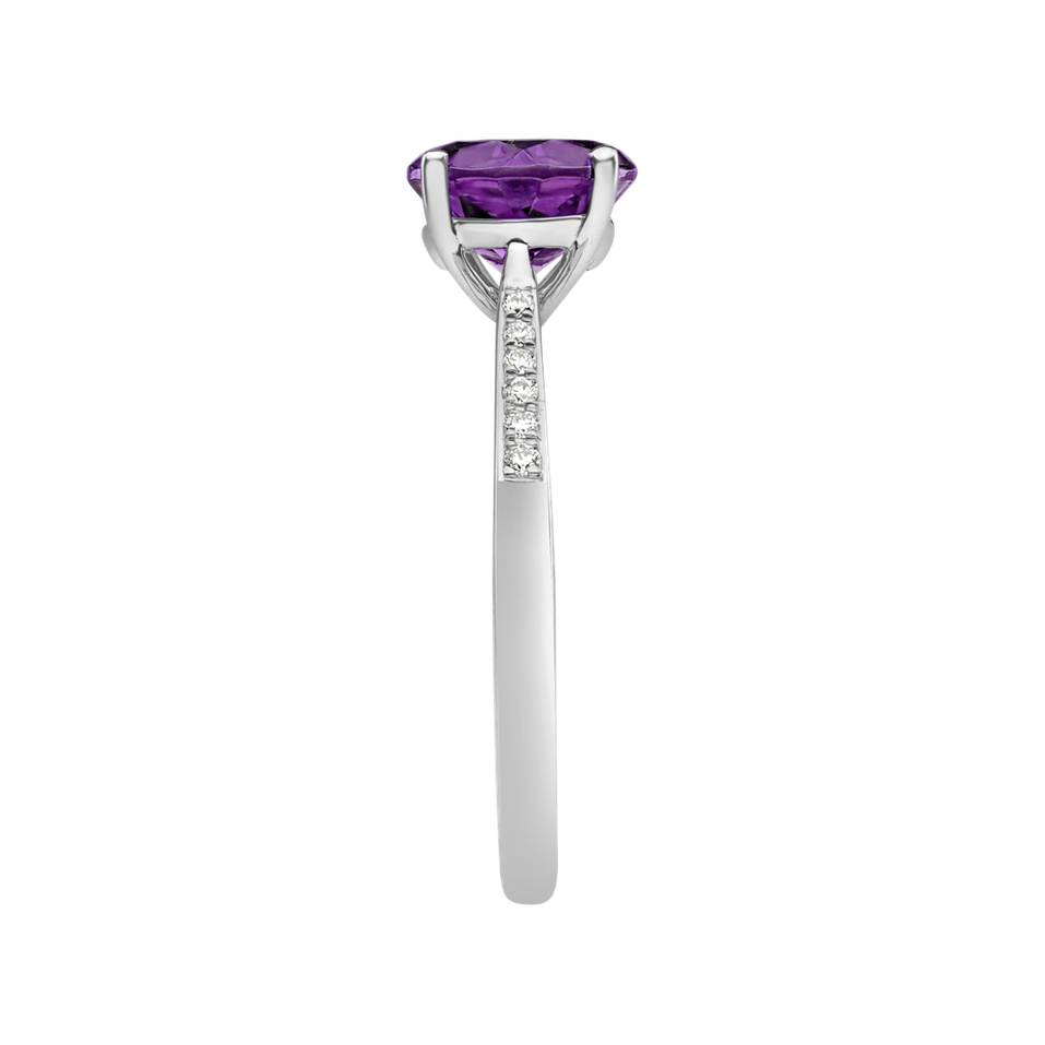 Prsteň s diamantmi a ametystom brazil Bonbon