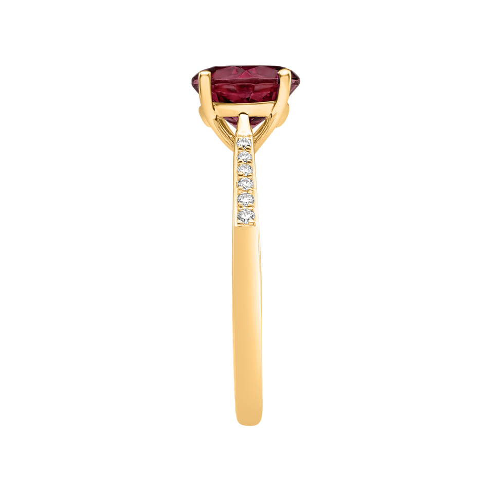 Prsten s diamanty a rhodolitem Bonbon