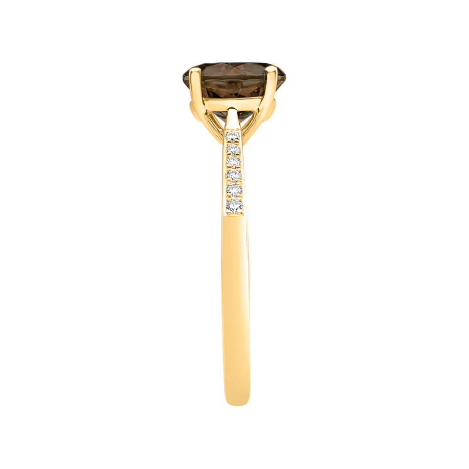 Prsteň s diamantmi a smoky quartzom Bonbon