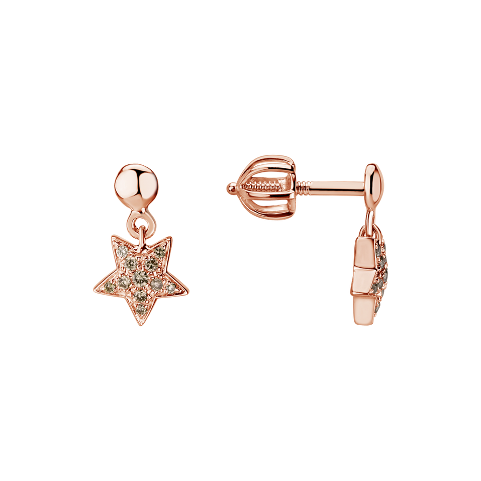 Náušnice s hnedými diamantmi Amazing Night