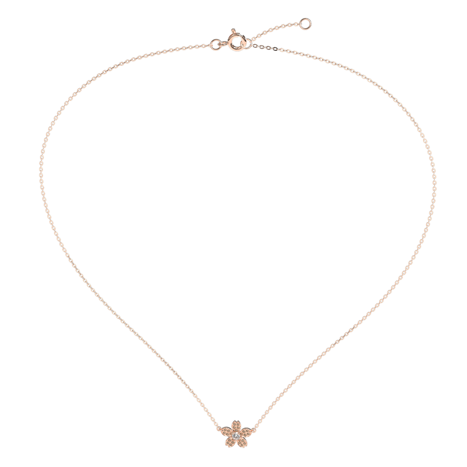 Náhrdelník s hnedými a bielymi diamantmi Flower