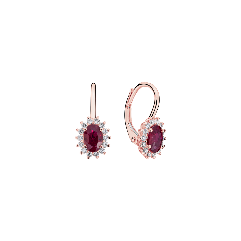 Náušnice s diamantmi a rubínom Princess