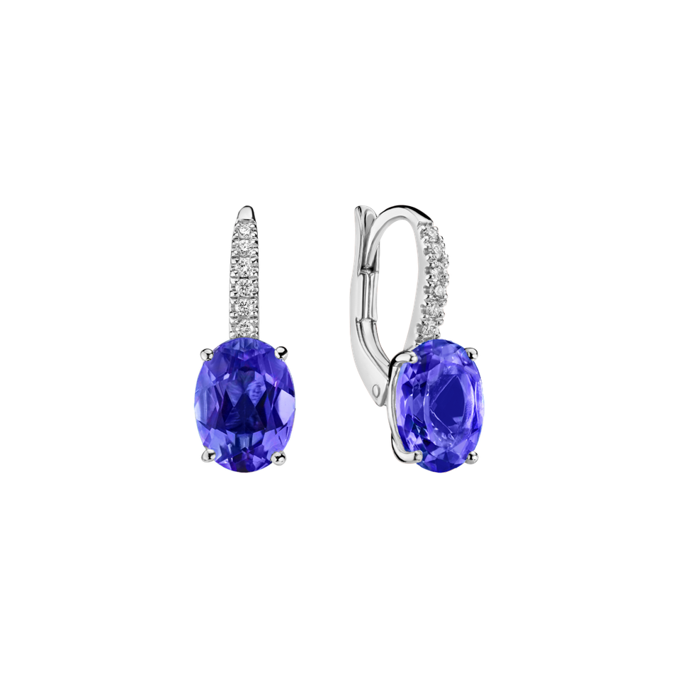 Náušnice s diamantmi a tanzanitom Niké Elegance