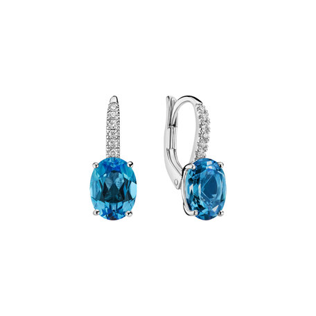 Náušnice s diamantmi a topásom Niké Elegance