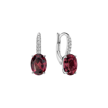 Náušnice s diamantmi a rhodolitom Niké Elegance