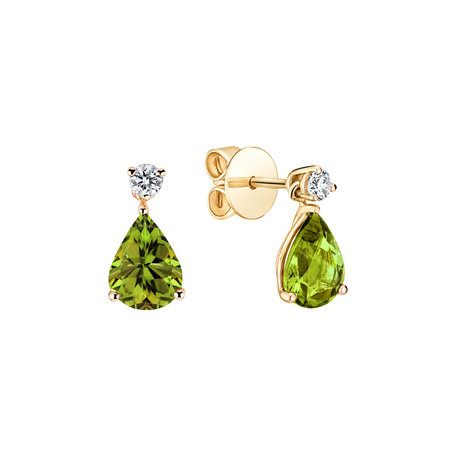 Náušnice s diamantmi a peridotom Ismene