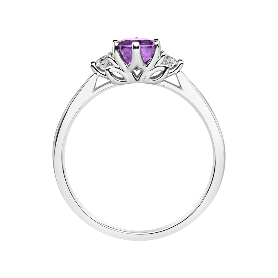 Prsteň s diamantmi a ametystom Midnight Serenity