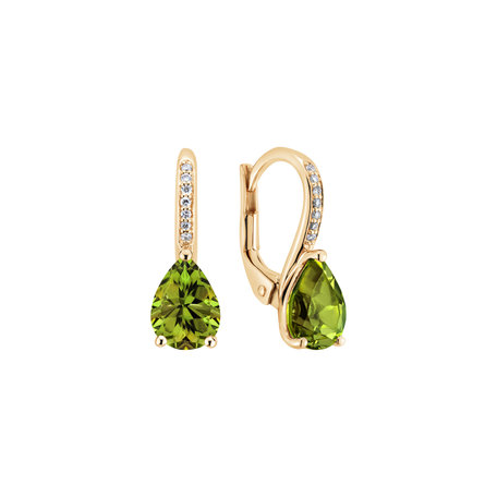 Náušnice s diamantmi a peridotom Lauriene
