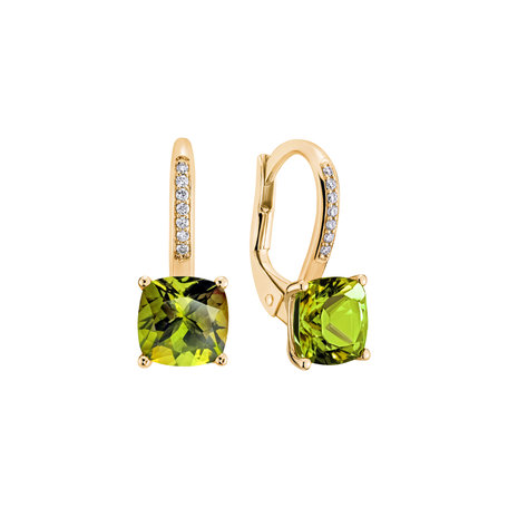 Náušnice s diamantmi a peridotom Calypso