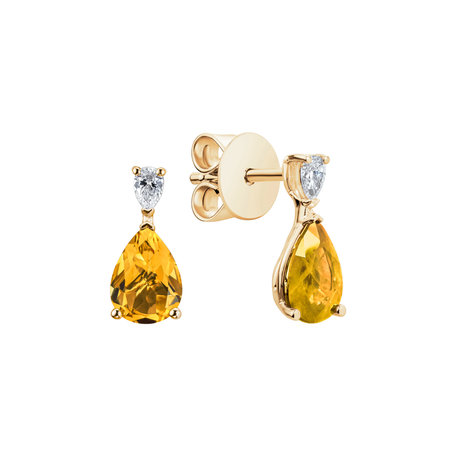 Náušnice s diamantom a citrínom Whispers of Light