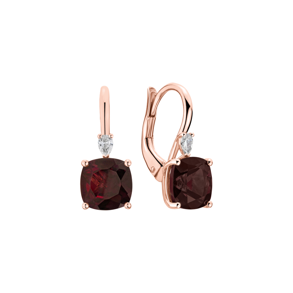 Náušnice s diamantom a rhodolitom Mirabel