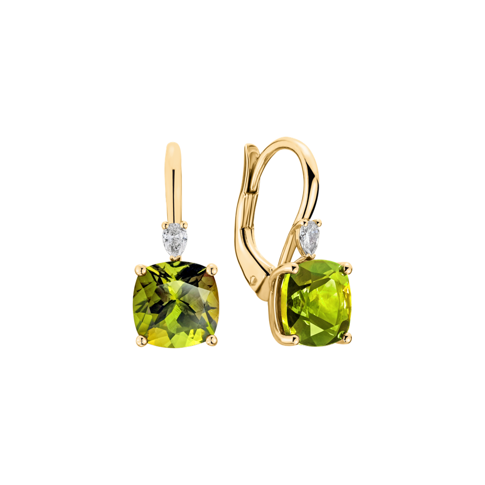 Náušnice s diamantom a peridotom Mirabel