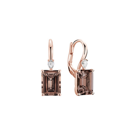 Náušnice s diamantom a quartzom Royal Anne