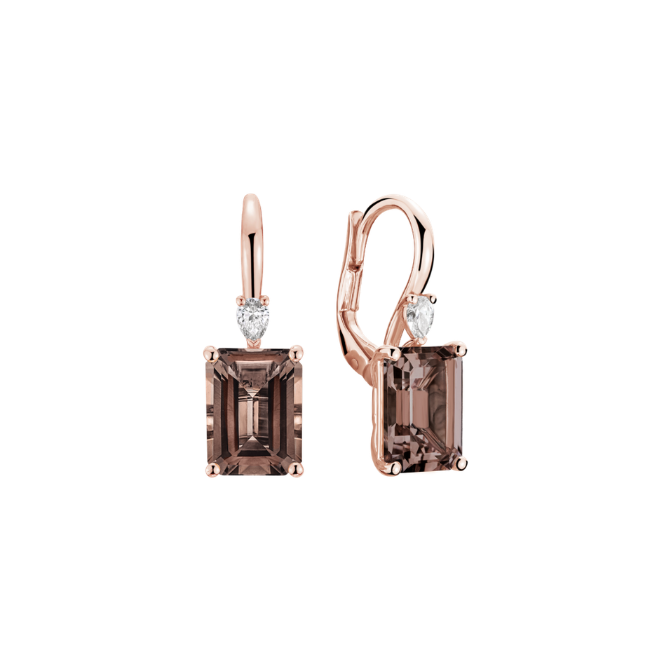 Náušnice s diamantom a quartzom Royal Anne