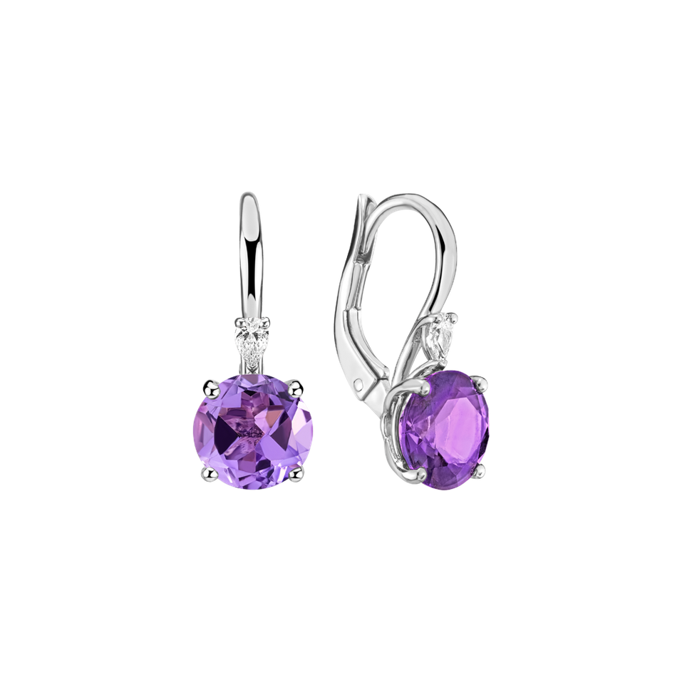 Náušnice s diamantom a ametystom Mariella