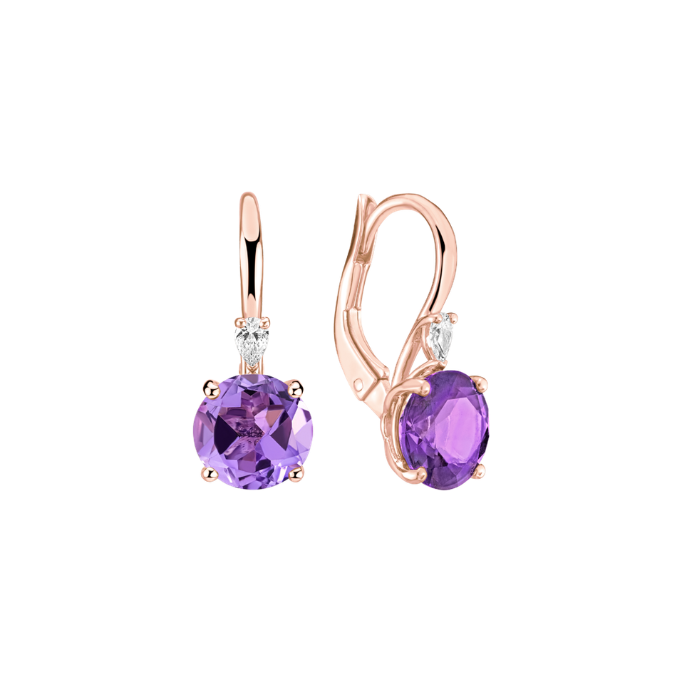 Náušnice s diamantom a ametystom Mariella