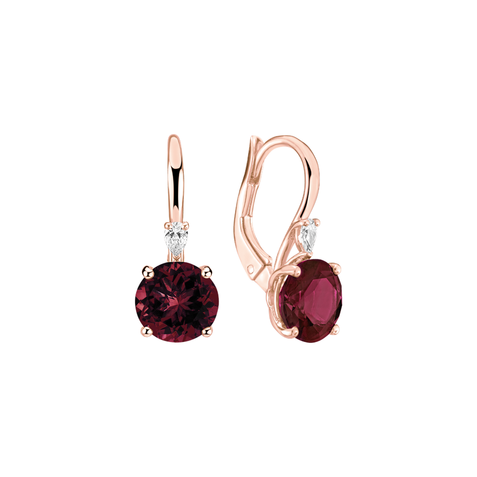 Náušnice s diamantom a rhodolitom Mariella