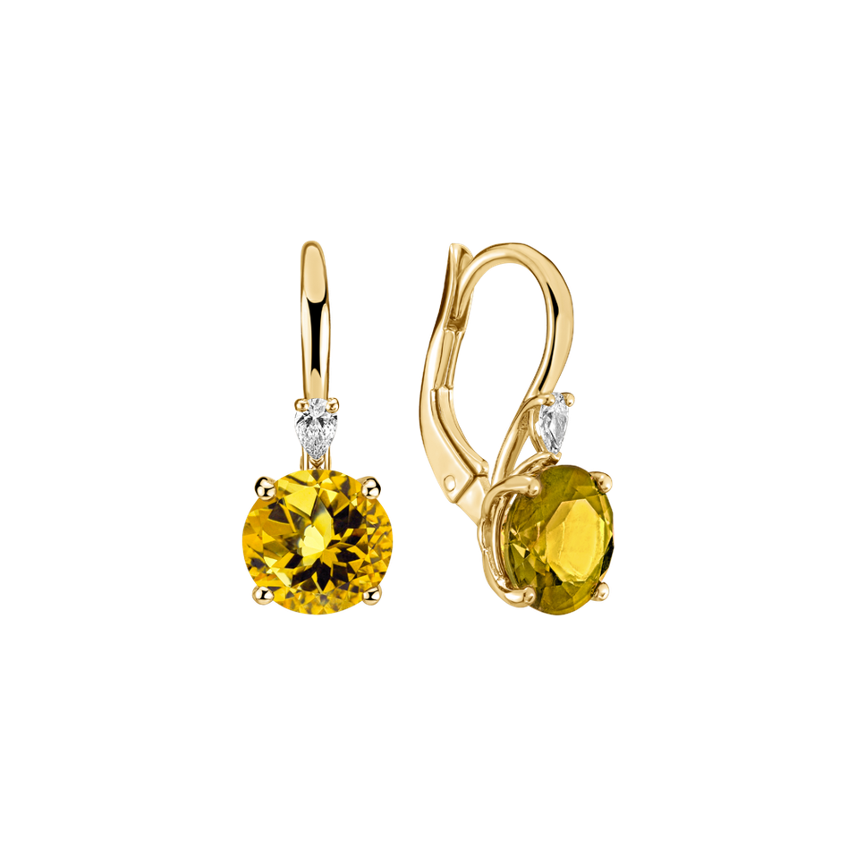 Náušnice s diamantom a citrínom Mariella
