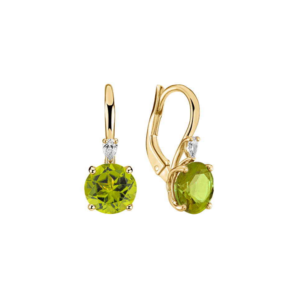Náušnice s diamantom a peridotom Mariella