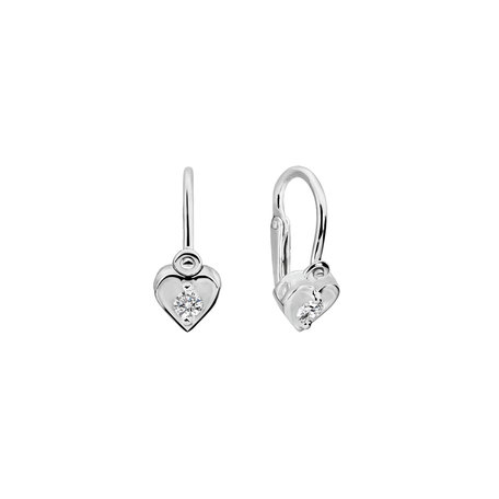 Detské náušnice s diamantom Little Heart