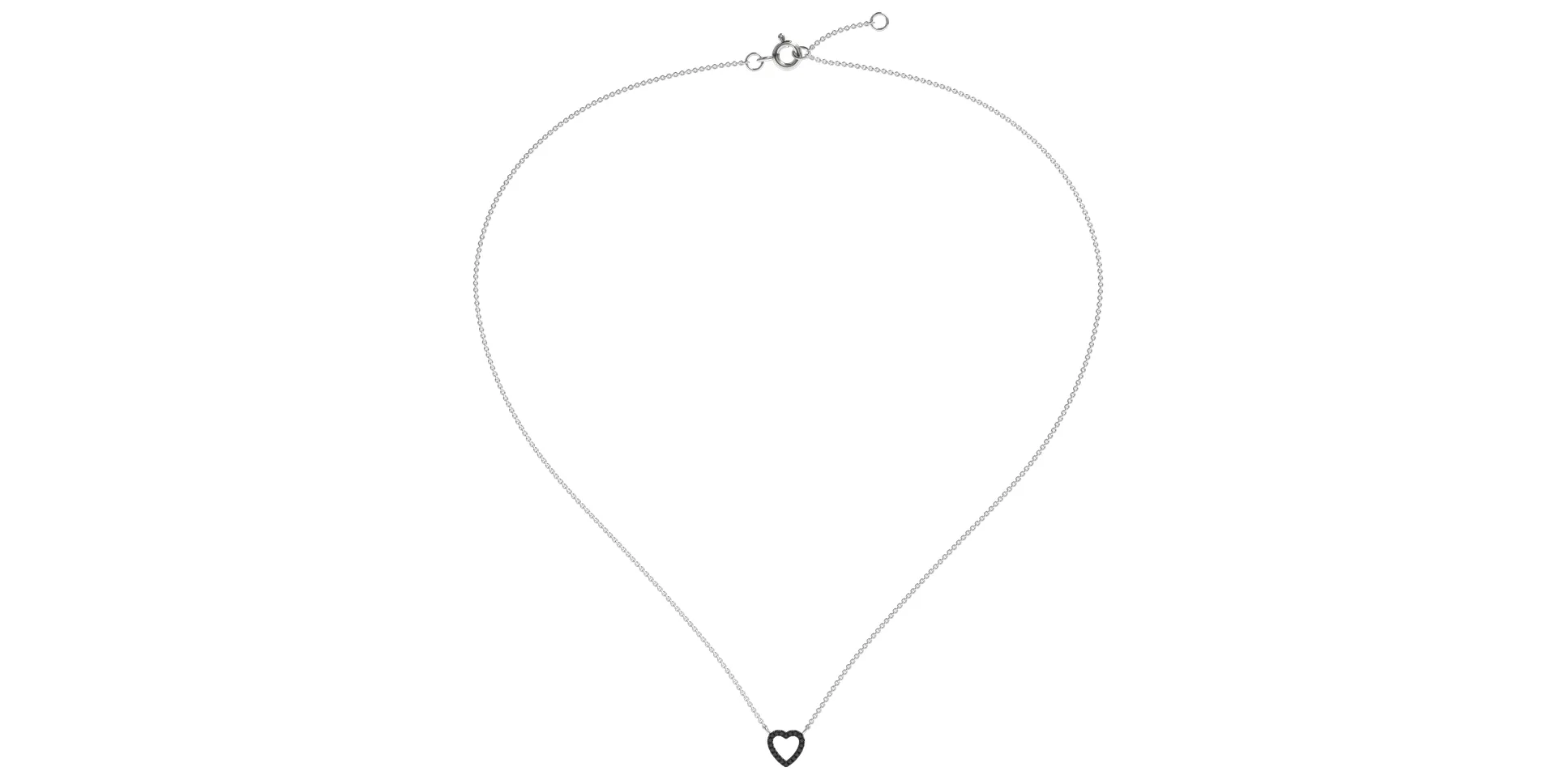 Náhrdelník s čiernymi a bielymi diamantmi Tender Heart