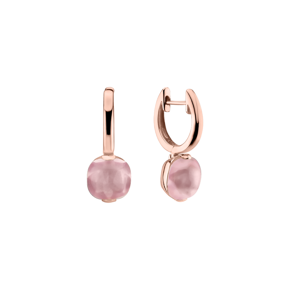 Náušnice s ružovým quartzom Bonbon