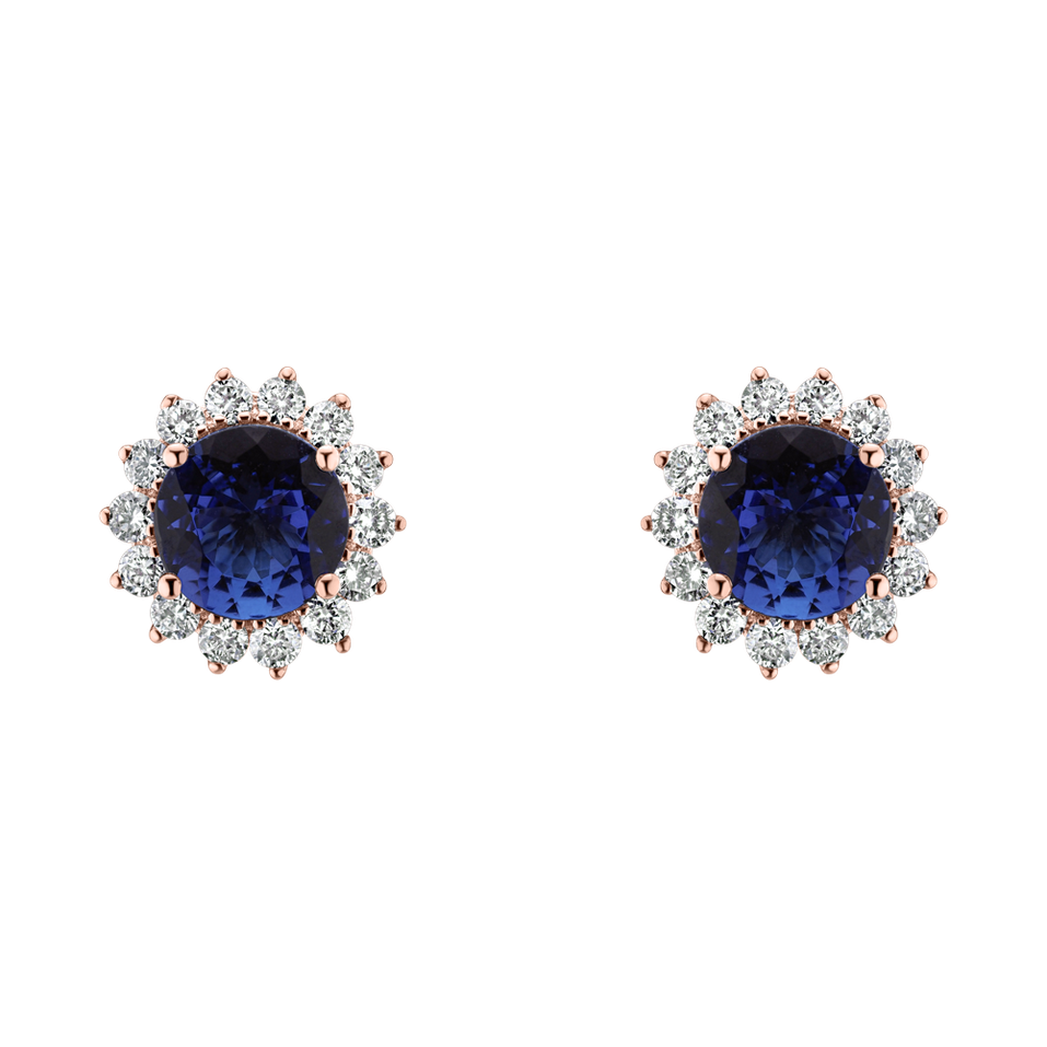 Náušnice s diamantmi a tanzanitom Lilac Flower
