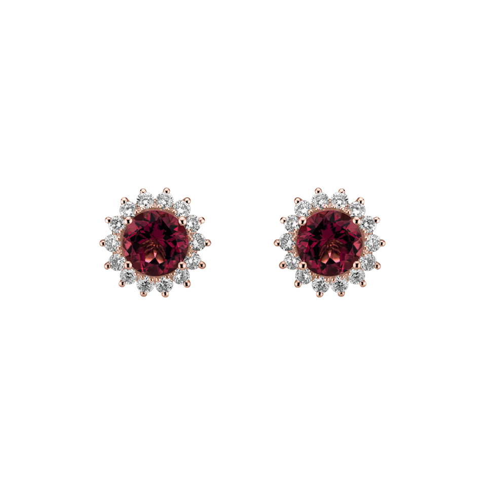 Náušnice s rhodolitom a diamantmi Lilac Flower