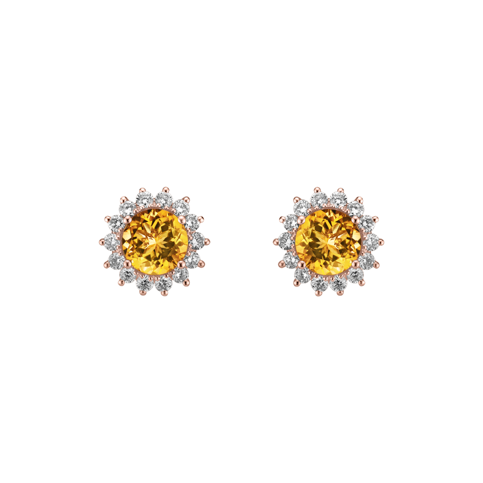 Náušnice s diamantmi a citrínom Lilac Flower